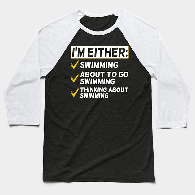 Funny Swimming Lover Baseball T-Shirt by White Martian